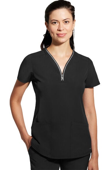 Home  Scrubs for Women 360 by Healing Hands Women's Sonia Zip Y-Neck Scrub Top