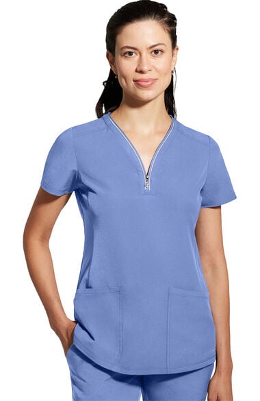 Home  Scrubs for Women 360 by Healing Hands Women's Sonia Zip Y-Neck Scrub Top