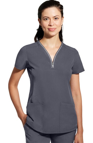 Home  Scrubs for Women 360 by Healing Hands Women's Sonia Zip Y-Neck Scrub Top