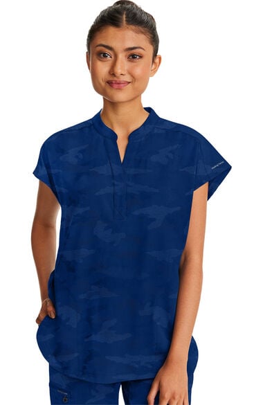 Women's Journey Mandarin Collar Camo Scrub Top