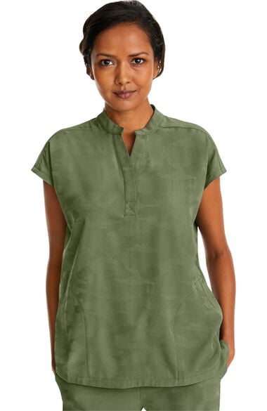 Women's Journey Mandarin Collar Camo Scrub Top