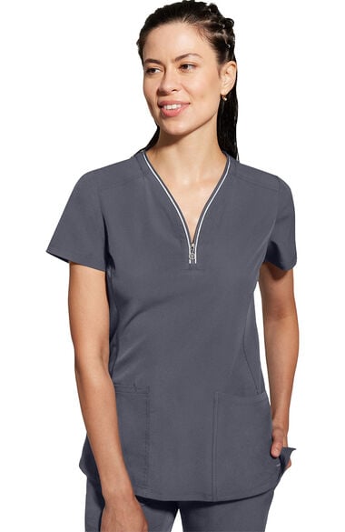 Home  Scrubs for Women 360 by Healing Hands Women's Sonia Zip Y-Neck Scrub Top