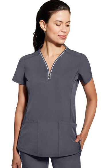 Home  Scrubs for Women 360 by Healing Hands Women's Sonia Zip Y-Neck Scrub Top